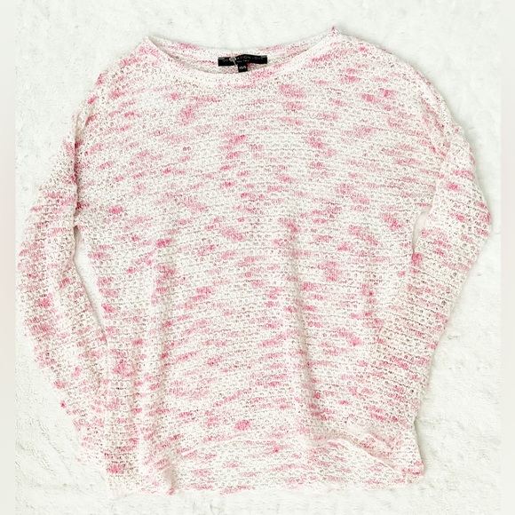 GENERATION LOVE Pink & White Open Knit Sweater - Picture 1 of 8